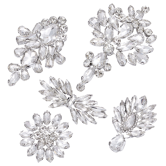 5шт. 5 варианты фетра со стекловолокном, пришитые тканевые нашивки, швейные украшения, прозрачные, разнообразные