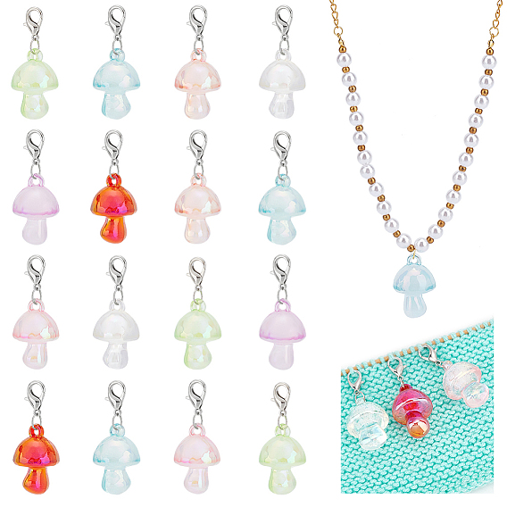 Маркеры для закрепки подвески в виде гриба, прозрачные акриловые подвески крючком с застежкой-лобстером