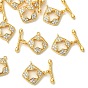 SHEGRACE Bras Micro Pave Clear Cubic Zirconia Toggle Clasps, Rhombus, Cadmium Free & Lead Free & Nickel Free