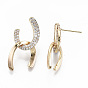 Brass Micro Pave Clear Cubic Zirconia Stud Earrings, Nickel Free
