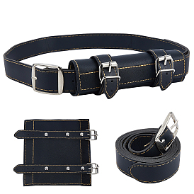 Medieval PU Leather Sword Holder Belts, with Alloy Clasps, Platinum
