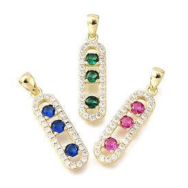 Латунные микро проложить кубического циркония подвески, овальные, без свинца и без кадмия, реальный 18 k позолоченный, стойки покрытие, прочное покрытие