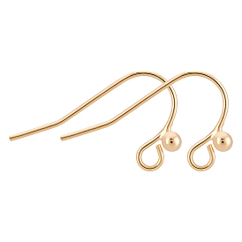 100Pcs Brass Earring Hooks, Ear Wire, with Horizontal Loop, Long-Lasting Plated