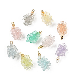 Прозрачные смоляные подвески, винограды, с фурнитурой позолоченной латунной