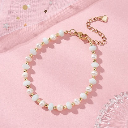 Браслеты из натуральных пресноводных ракушек и натурального культивированного пресноводного жемчуга в форме ронделей для женщин.