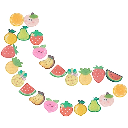 48pcs 12 cabochons en plastique de style, avec de la poudre de paillettes, fruit