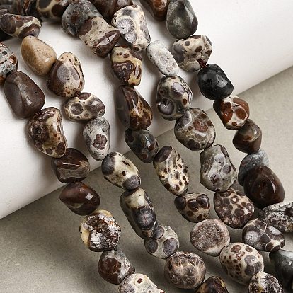 Natural Leopard Skin Jasper Beads Strands, Tumbled Stone, Nuggets
