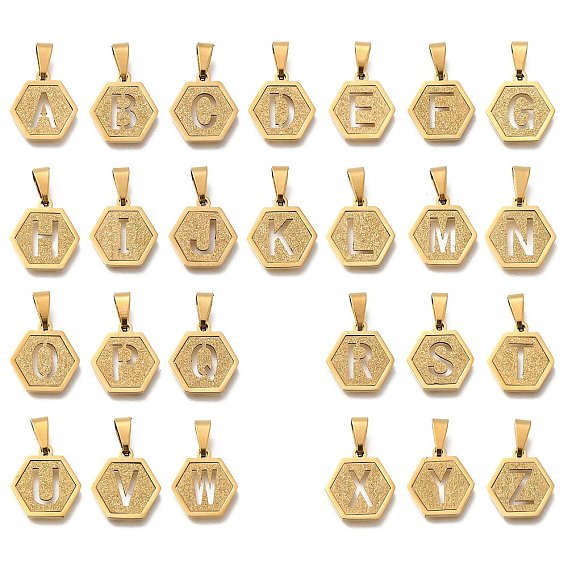 304 прелести нержавеющей стали, реальный 18 k позолоченный, шестиугольник с подвеской в виде буквы