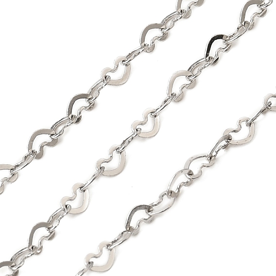 304 Цепочки из нержавеющей стали в форме сердца, пайки, с катушкой