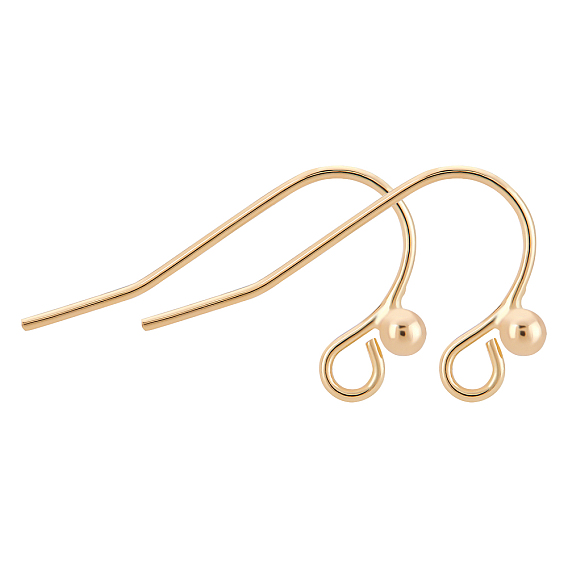 100Pcs Brass Earring Hooks, Ear Wire, with Horizontal Loop, Long-Lasting Plated