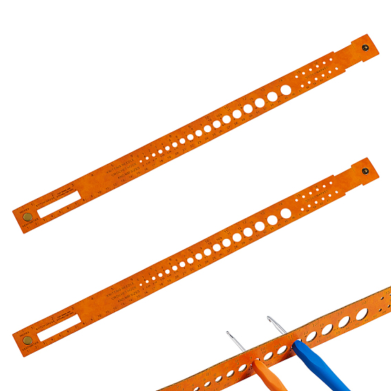 2Pcs 7 In 1 PU Leather Punching Rulers, DIY Leathercrafts Tools