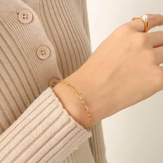 Роскошный комплект из ожерелья и браслета с геометрическим дизайном из нержавеющей стали с покрытием из золота 18k