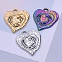 201 Stainless Steel Pendants, Textured, Heart Charms