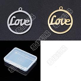 Unicraftale 12Pcs 2 Colors 201 Stainless Steel Laser Cut Pendants, Ring with Word LOVE
