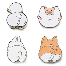 Animal Enamel Pins, Gunmetal Alloy Brooches for Backpack Clothes, Dog/Pig/Duck