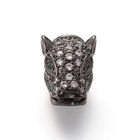 Brass Micro Pave Cubic Zirconia Beads, Animal