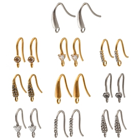 304 крючки для сережек из нержавеющей стали со стразами, аксессуары для серег своими руками