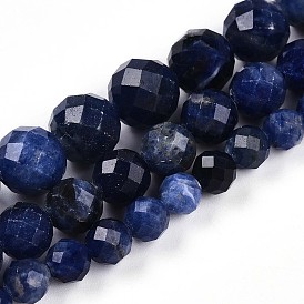 Природный содалит бисер нитей, круглый с гранями