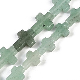 Natural Green Aventurine Beads Strands, Cross