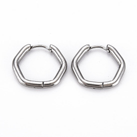 Hexagon Huggie Hoop Earrings for Women, Hypoallergenic and Safe for Sensitive Ears, with 316 Surgical Stainless Steel Pin