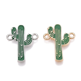 Rack Plating Alloy See Greem Enamel Connector Charms, Cactus Links