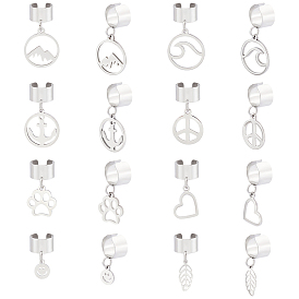 8 пары 8 модели 304 серьги-манжеты из нержавеющей стали, с прелестями, Знак мира, сердце и похожее лицо