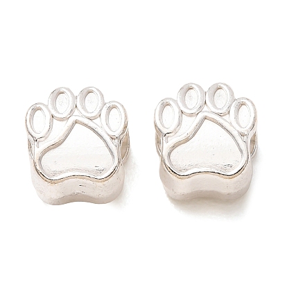 Perles européennes de style tibétain, sans cadmium et sans plomb, empreinte de patte, 11x11x8mm, Trou: 5mm