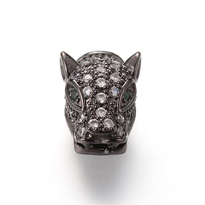 Brass Micro Pave Cubic Zirconia Beads, Animal