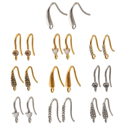 304 крючки для сережек из нержавеющей стали со стразами, аксессуары для серег своими руками
