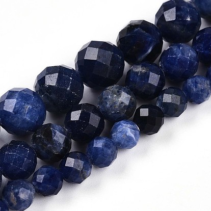Природный содалит бисер нитей, круглый с гранями