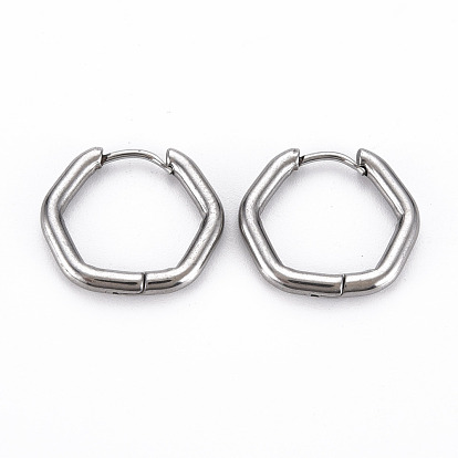 Hexagon Huggie Hoop Earrings for Women, Hypoallergenic and Safe for Sensitive Ears, with 316 Surgical Stainless Steel Pin