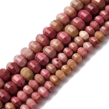 Природные родонит бисер нитей, граненые, тыква