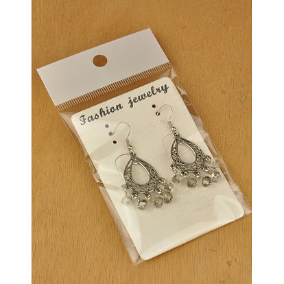 Tibetan Style Chandelier Earrings, with Glass Beads and Brass Earring Hooks, 55mm