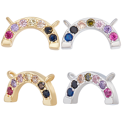 8 шт. 2 цвета латунь микро паве кубический цирконий 2-петлевые подвески, радужное очарование