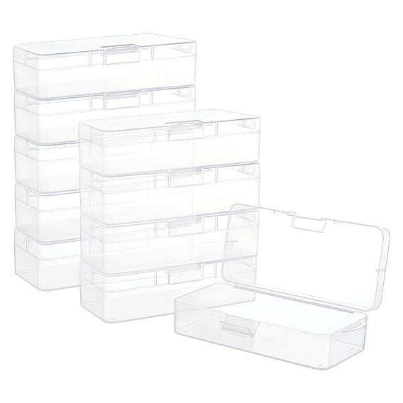 10шт. прозрачные пластиковые коробки для хранения, контейнеры для бисера с откидной крышкой, прямоугольные