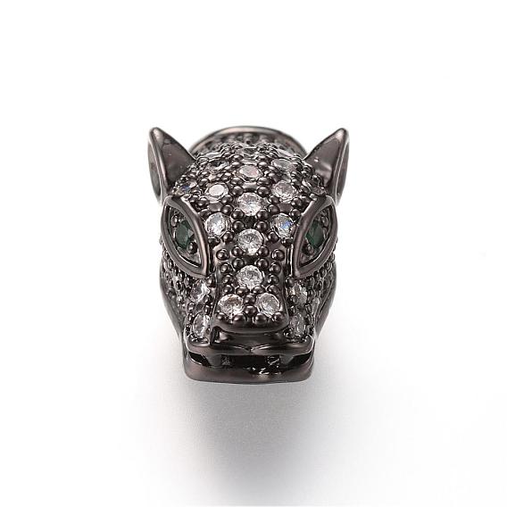 Brass Micro Pave Cubic Zirconia Beads, Animal