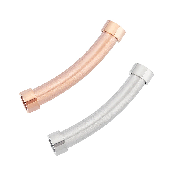 2Pcs 2 Styles 304 Stainless Steel Tube Beads