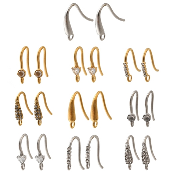 304 крючки для сережек из нержавеющей стали со стразами, аксессуары для серег своими руками