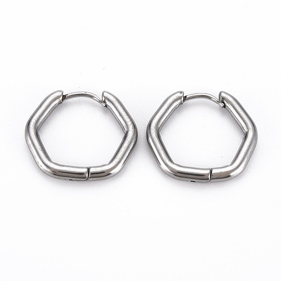 Hexagon Huggie Hoop Earrings for Women, Hypoallergenic and Safe for Sensitive Ears, with 316 Surgical Stainless Steel Pin