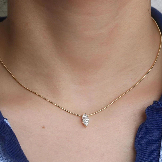 Женское ожерелье-цепочка с латунным паве из кубических цирконий, лошадиный глаз 