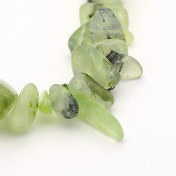 Natural Prehnite Bead Strands, Nuggets, 10~26x3~10x2~10mm, Hole: 1mm, about 15.7 inch