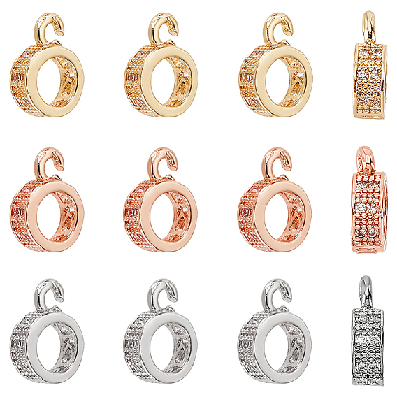 24шт. 3 цвета латунные стразы трубчатые дужки, поручительства с открытым циклом, бейлы, опустошить, кольцо