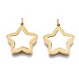 316 Surgical Stainless Steel Pendants, with Shell and Jump Rings, Star