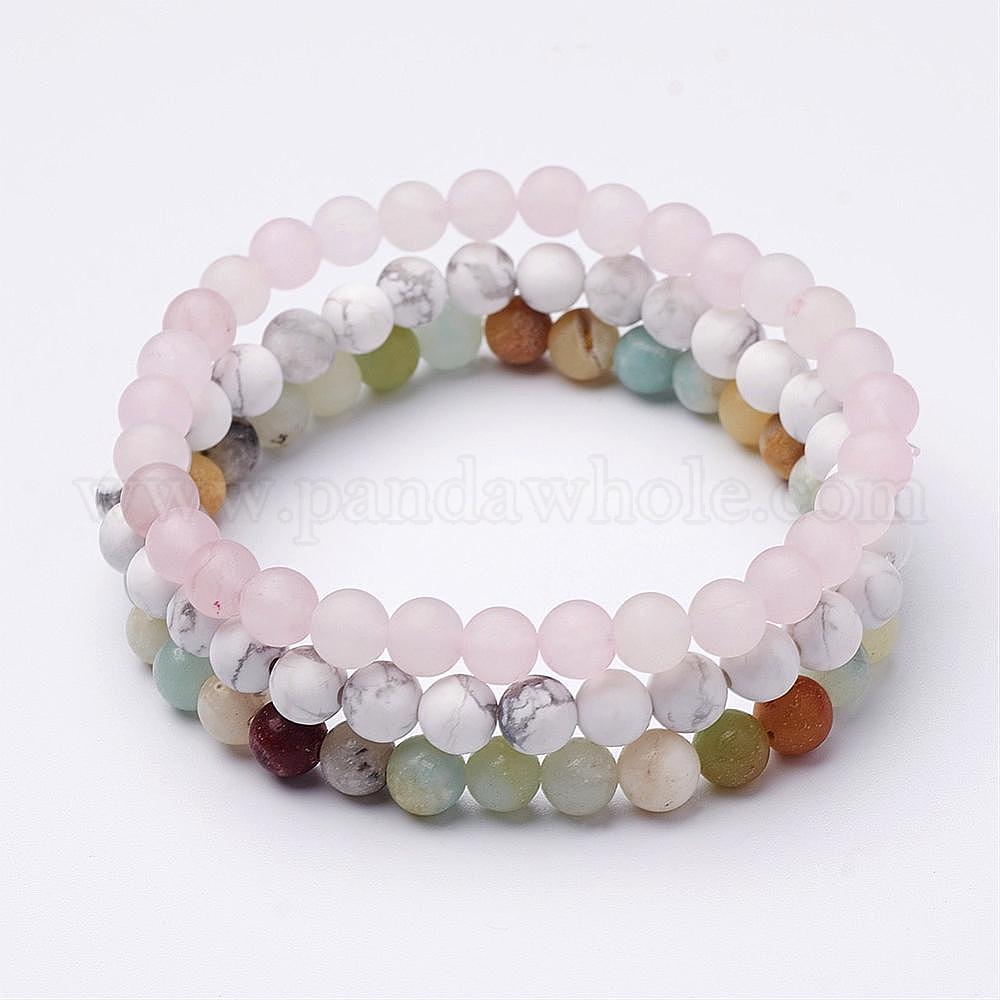 Dyed Howlite stones and Rose Quartz beads Bracelet with Silver Findings