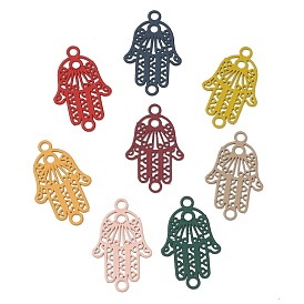 430 Stainless Steel Connector Charms, Etched Metal Embellishments, Religion Hamsa Hand Links