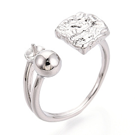 Квадратные латунные колышки для колец, регулируемые настройки колец для полупросверленных бусин, без кадмия, без никеля и без свинца