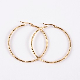 304 boucles d'oreilles en acier inoxydable, forme de bague torsadée, 47x46x2mm, pin: 1 mm