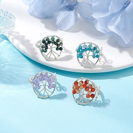 Бусины из натуральных драгоценных камней с цельными круглыми латунными бусинами и кольцами из экологически чистой медной проволоки