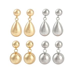 Smooth Spherical Geometric & Teardrop Brass Dangle Earrings for Women, Long-Lasting Plated