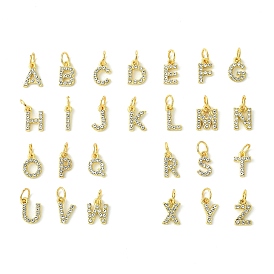 Rack Plating Alloy Rhinestone Pendants, Cadmium Free & Lead Free, 26 Letter